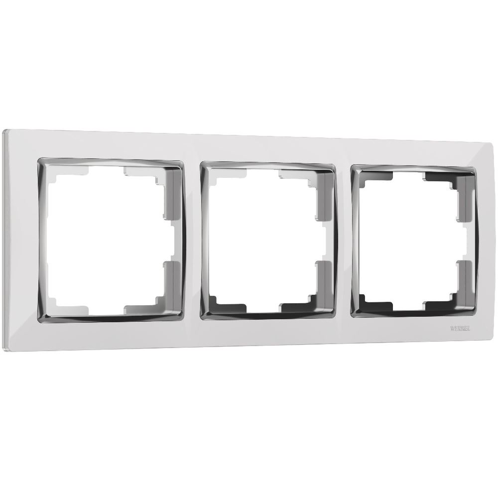 Рамка из поликарбоната Werkel Snabb на 3 поста Белый / Хром W0031901