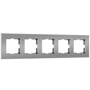 Рамка из поликарбоната Werkel Slab на 5 постов Серебро W0052965