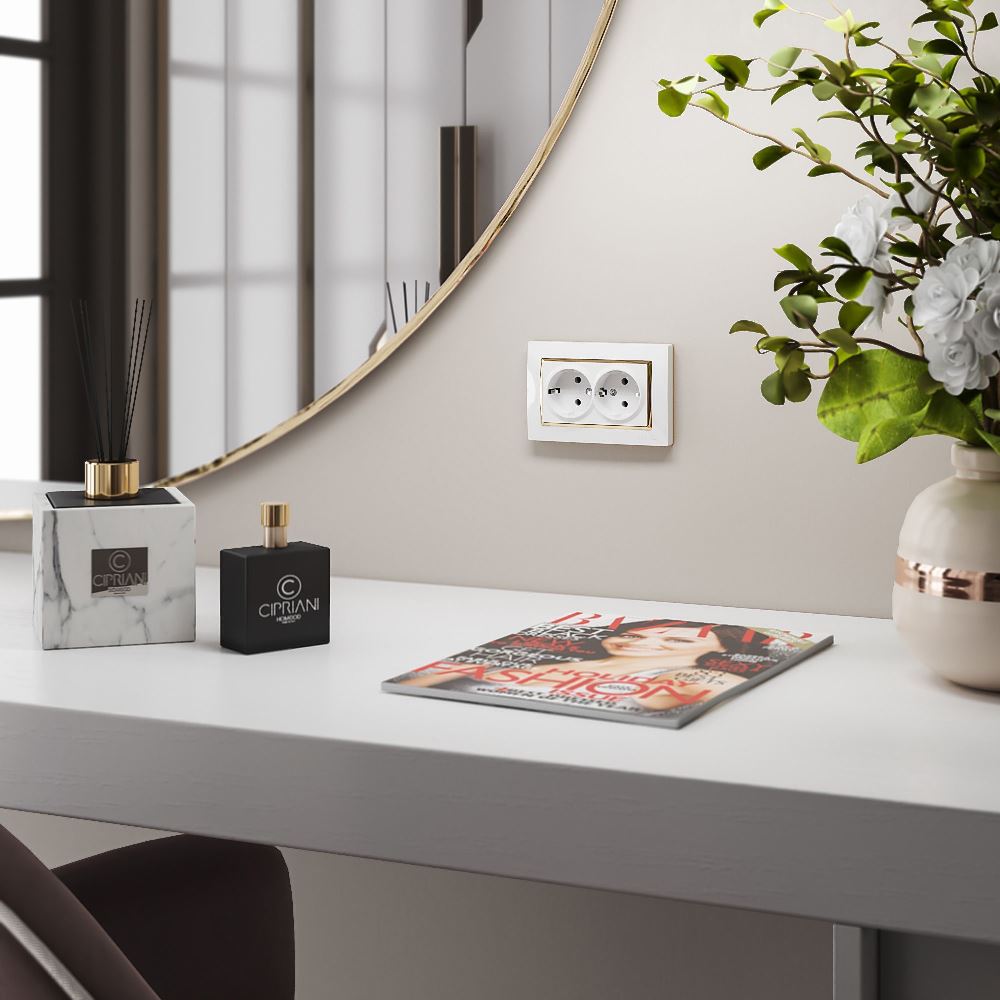 Рамка для двойной розетки Werkel Snabb Белый / Золото W0081933 — изображение 2