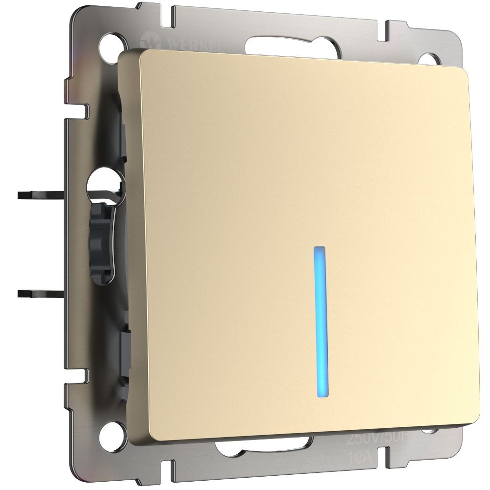 Выключатель одноклавишный встраиваемый Werkel с подсветкой Шампань W1110111