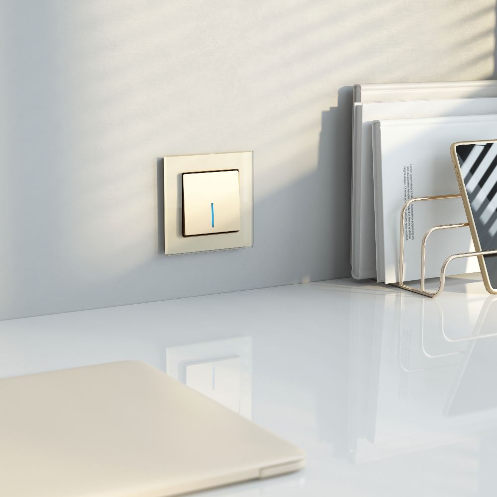 Выключатель одноклавишный встраиваемый Werkel с подсветкой Шампань W1110111 — изображение 2