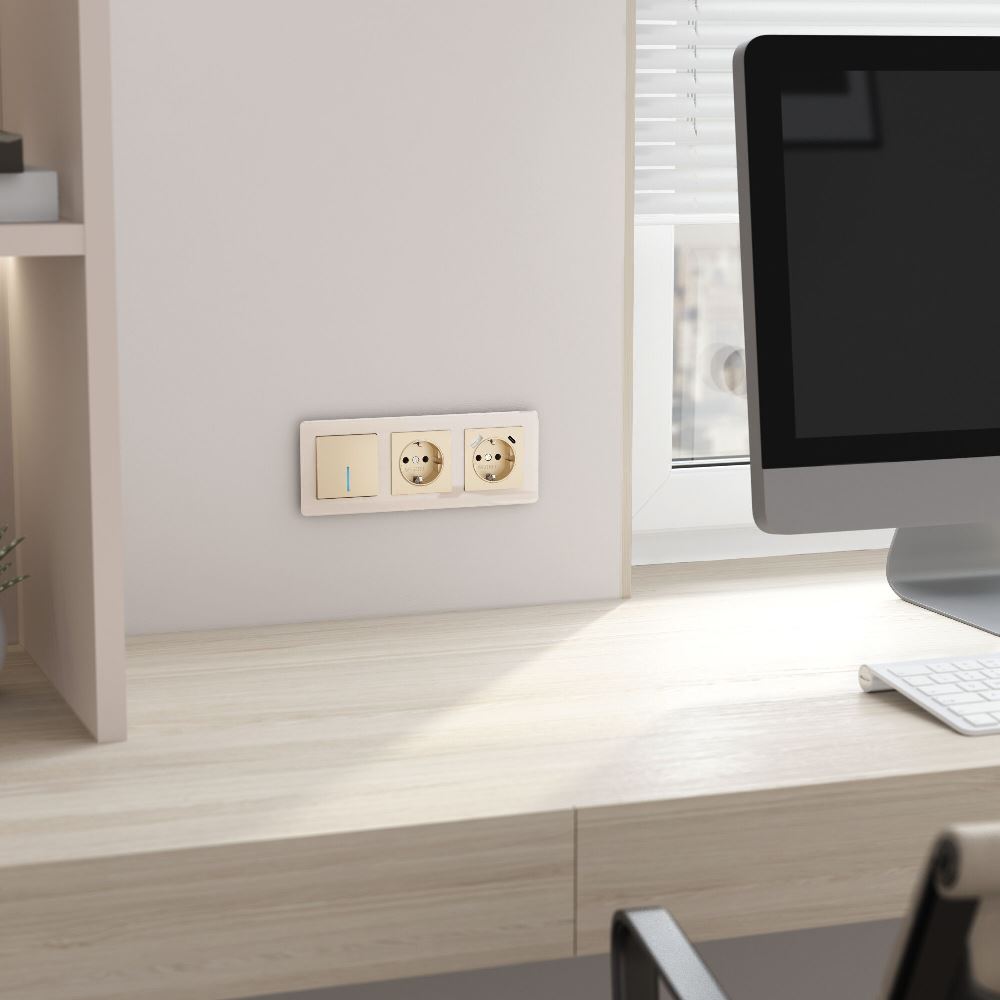 Выключатель одноклавишный встраиваемый Werkel с подсветкой Шампань W1110111 — изображение 3