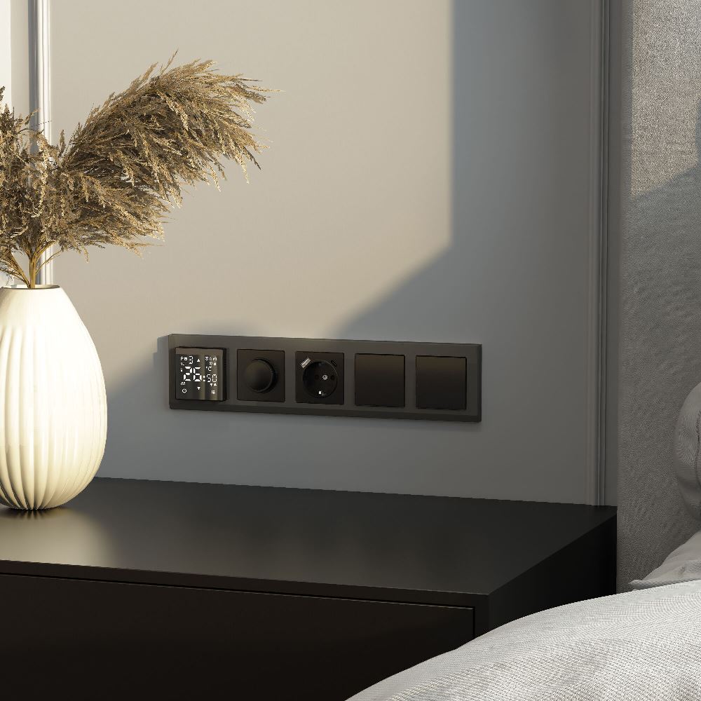 Выключатель одноклавишный встраиваемый перекрестный Werkel Черный матовый W1113008 — изображение 3