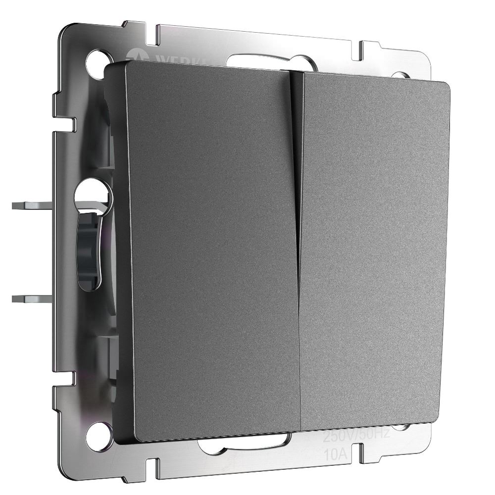 Выключатель двухклавишный встраиваемый Werkel Графит матовый W1120064