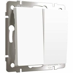 Выключатель двухклавишный встраиваемый проходной Werkel Белый матовый W1122061