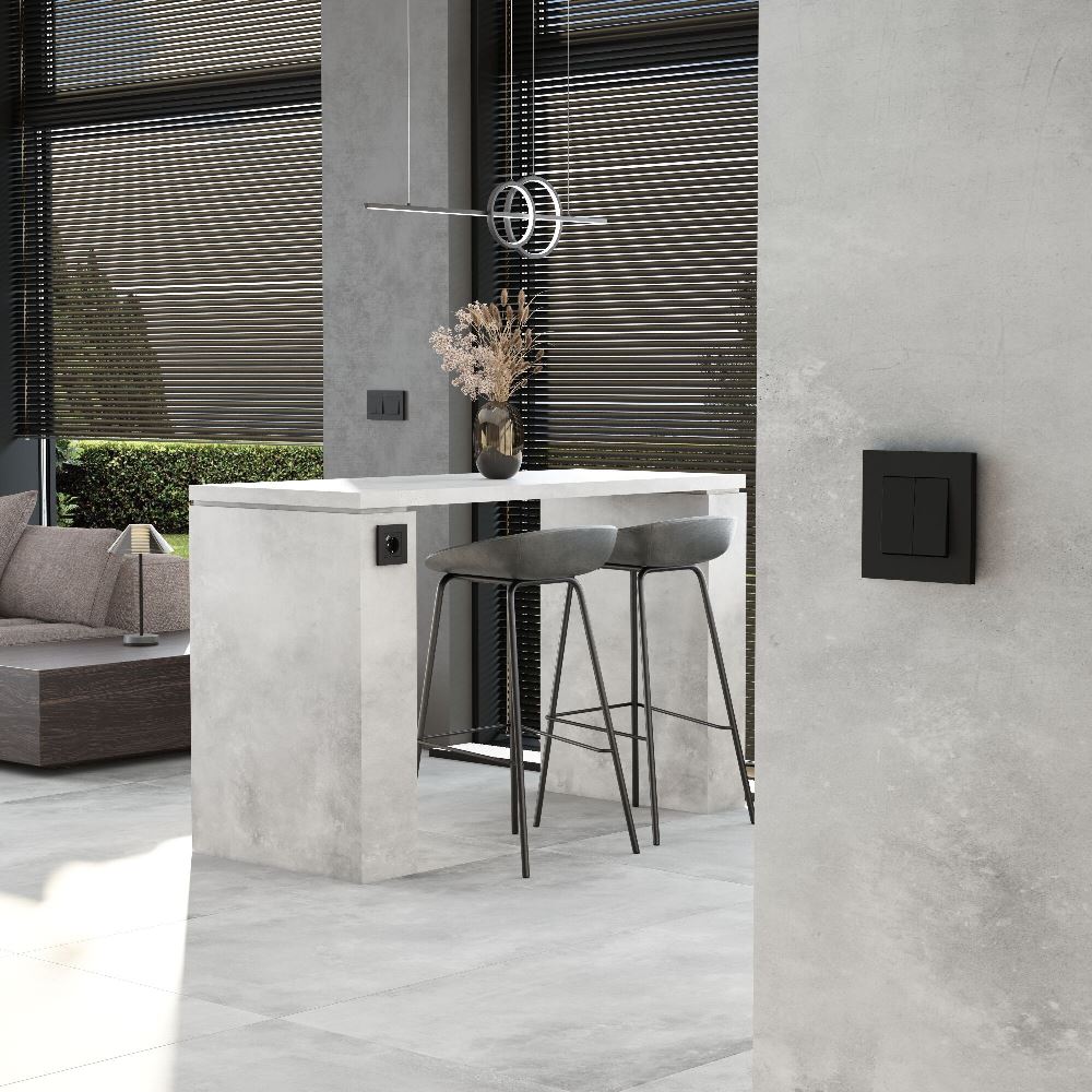 Выключатель двухклавишный встраиваемый с самовозвратом Werkel Черный матовый W1122408 — изображение 4