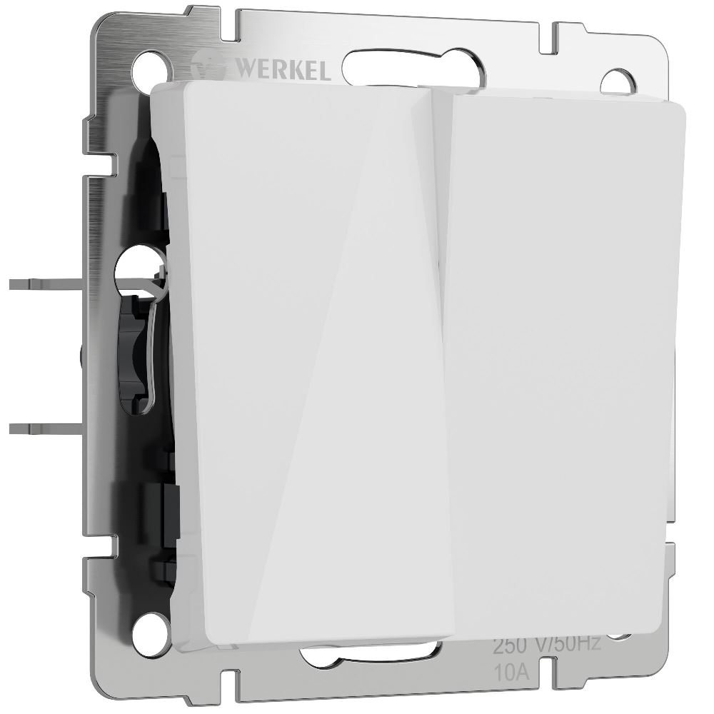 Выключатель двухклавишный встраиваемый перекрестный Werkel Белый W1123041