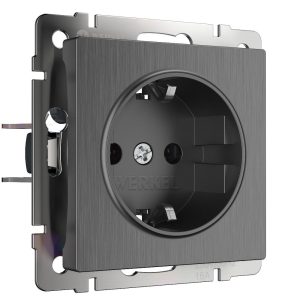 Розетка встраиваемая Werkel с заземлением и шторками Графит рифленый W1171104