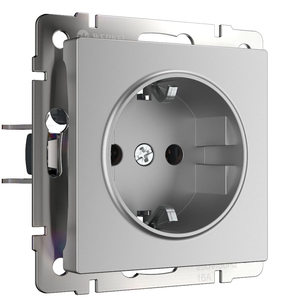 Розетка встраиваемая Werkel с заземлением и шторками Серебряный W1171106