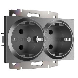 Розетка встраиваемая двойная Werkel с заземлением Графит матовый W1172064