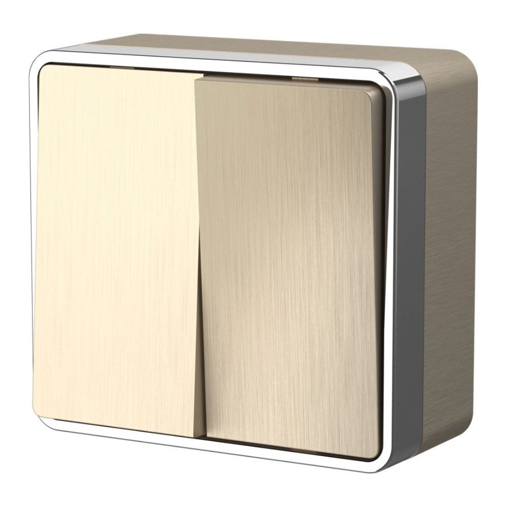 Выключатель двухклавишный накладной Werkel Шампань рифленый W5020010