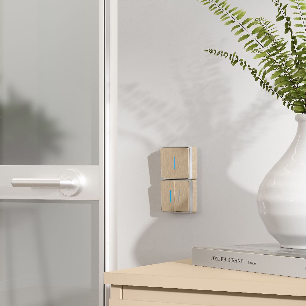 Выключатель двухклавишный накладной Werkel с подсветкой Шампань рифленый W5020110 — изображение 2