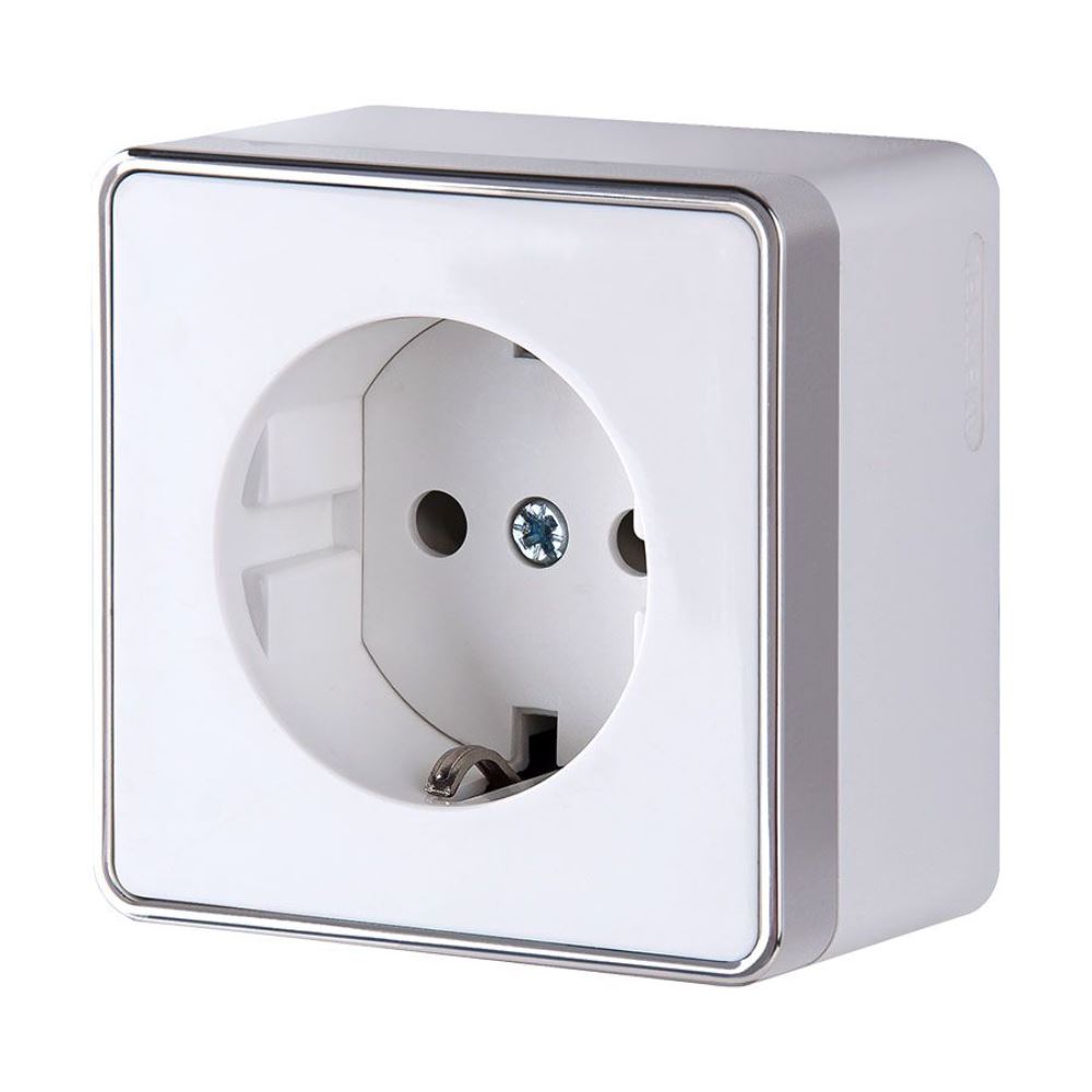 Розетка накладная Werkel Gallant с заземлением и шторками Белый W5071101