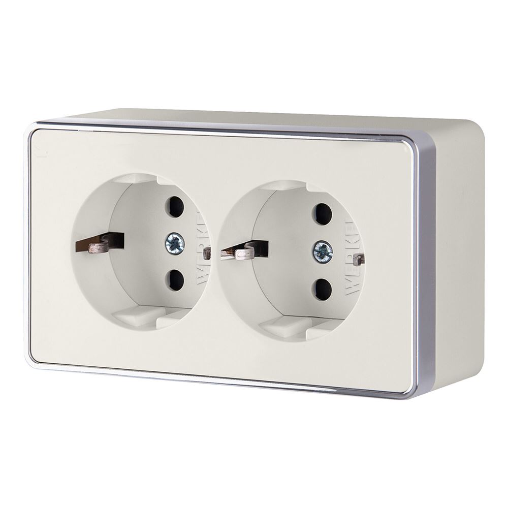 Розетка накладная двойная Werkel Gallant с заземлением Слоновая кость W5072103