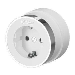 Розетка накладная Werkel Vintage с заземлением Белый матовый / Хром W5871050