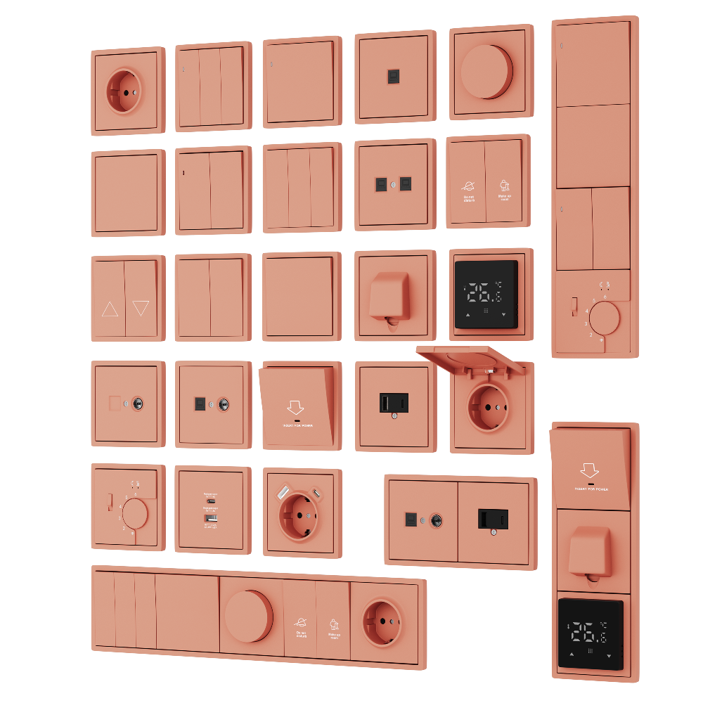 Выключатель трехклавишный встраиваемый Donel R98 с подсветкой Коралл матовый DA03103-DA28345 — изображение 3