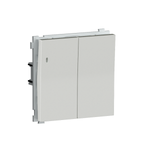 Выключатель двухклавишный встраиваемый проходной Donel R98 с подсветкой Белый глянцевый DA03108-DA28503