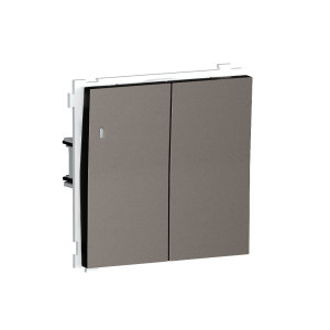 Выключатель двухклавишный встраиваемый проходной Donel R98 с подсветкой Сталь матовая DA03108-DA28537