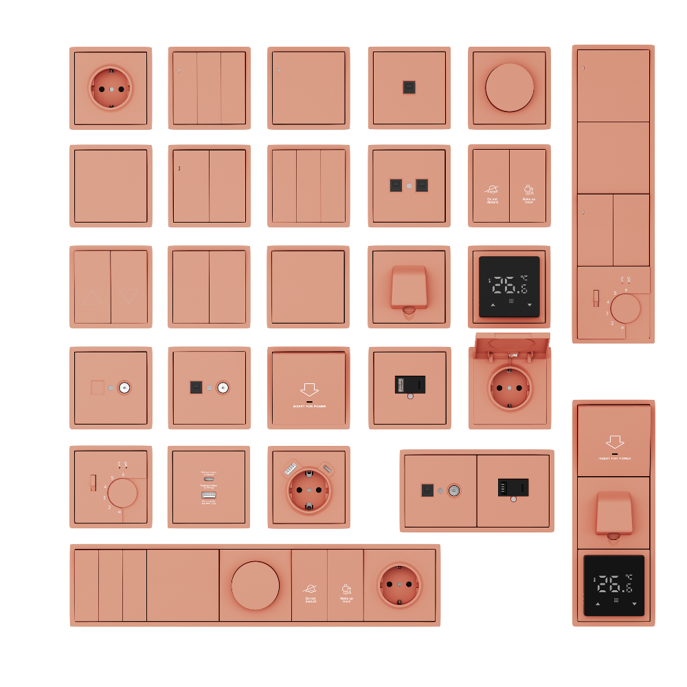 Выключатель двухклавишный встраиваемый Donel R98 Коралл матовый DA10500-DA29545 — изображение 3