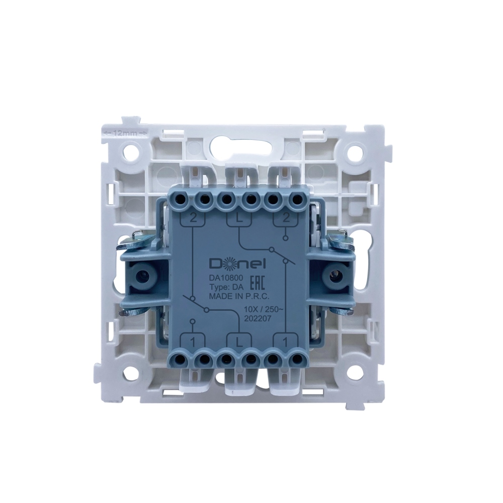 Выключатель двухклавишный встраиваемый проходной Donel R98 Metal Никель DA10800-DA295NB — изображение 4