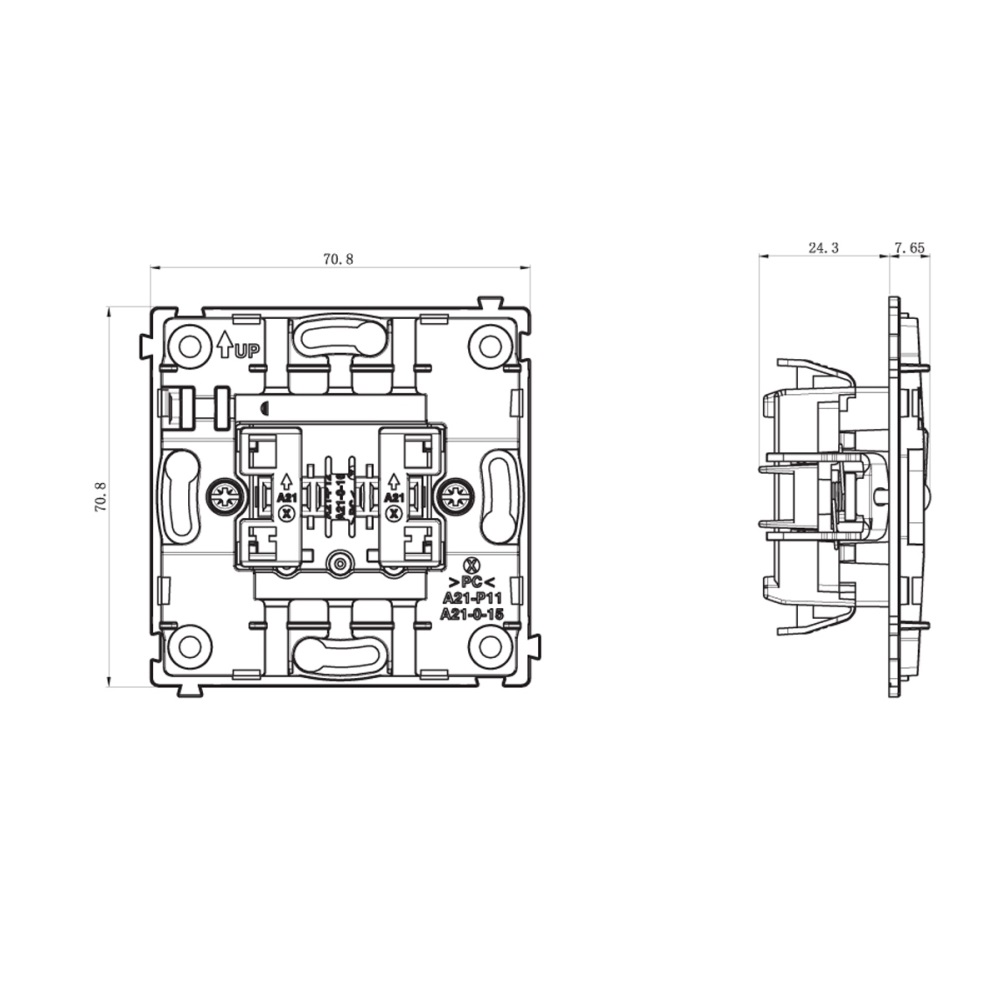 Выключатель двухклавишный встраиваемый проходной Donel R98 Metal Никель DA10800-DA295NB — изображение 7