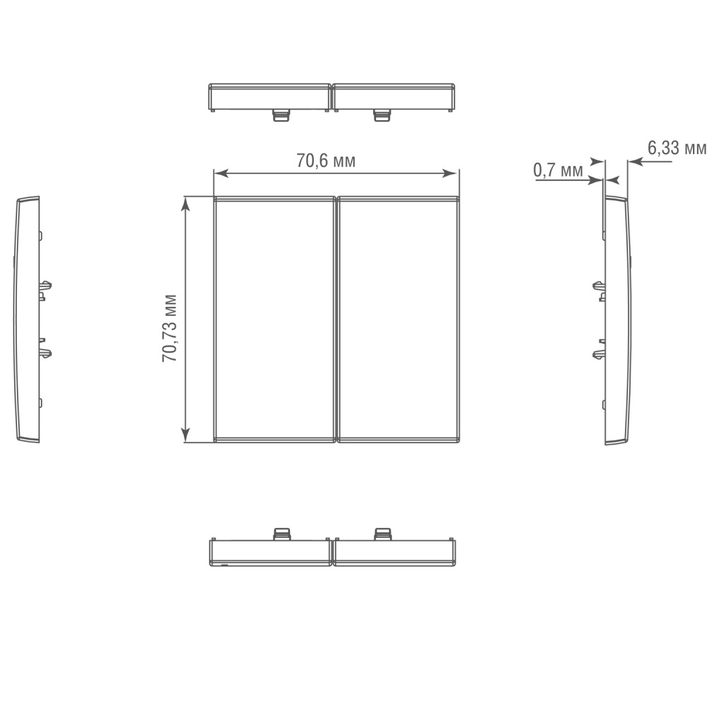 Выключатель двухклавишный встраиваемый проходной Donel R98 Metal Никель DA10800-DA295NB — изображение 6