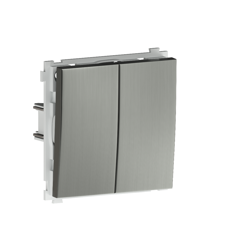 Выключатель двухклавишный встраиваемый проходной Donel R98 Metal Никель DA10800-DA295NB