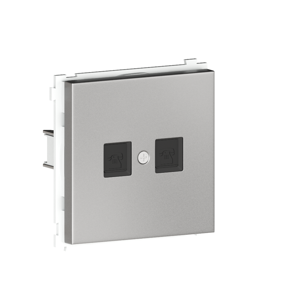 Розетка встраиваемая телефонная двойная Donel R98 Metal RJ11 + RJ11 Благородная сталь DA14400-DA869ES