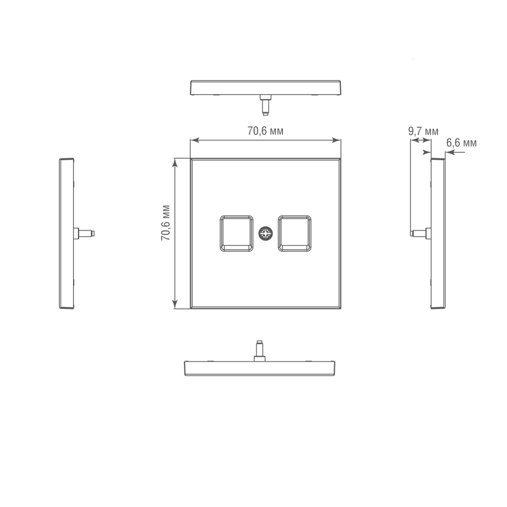 Розетка встраиваемая телефонная двойная Donel R98 Metal RJ11 + RJ11 Благородная сталь DA14400-DA869ES — изображение 6