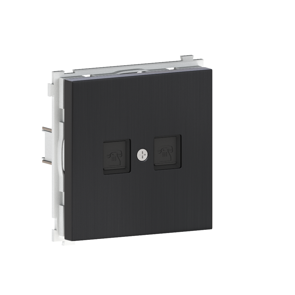 Розетка встраиваемая телефонная двойная Donel R98 Metal RJ11 + RJ11 Вороненая сталь DA14400-DA869GS