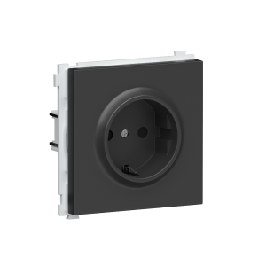 Розетка встраиваемая Donel R98 Schuko с заземлением и шторками на винтах Черный матовый DA18800-DA22028