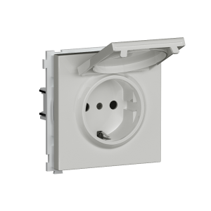 Розетка встраиваемая Donel R98 Schuko с крышкой и заземлением на винтах Белый глянцевый DA18800-DA45403