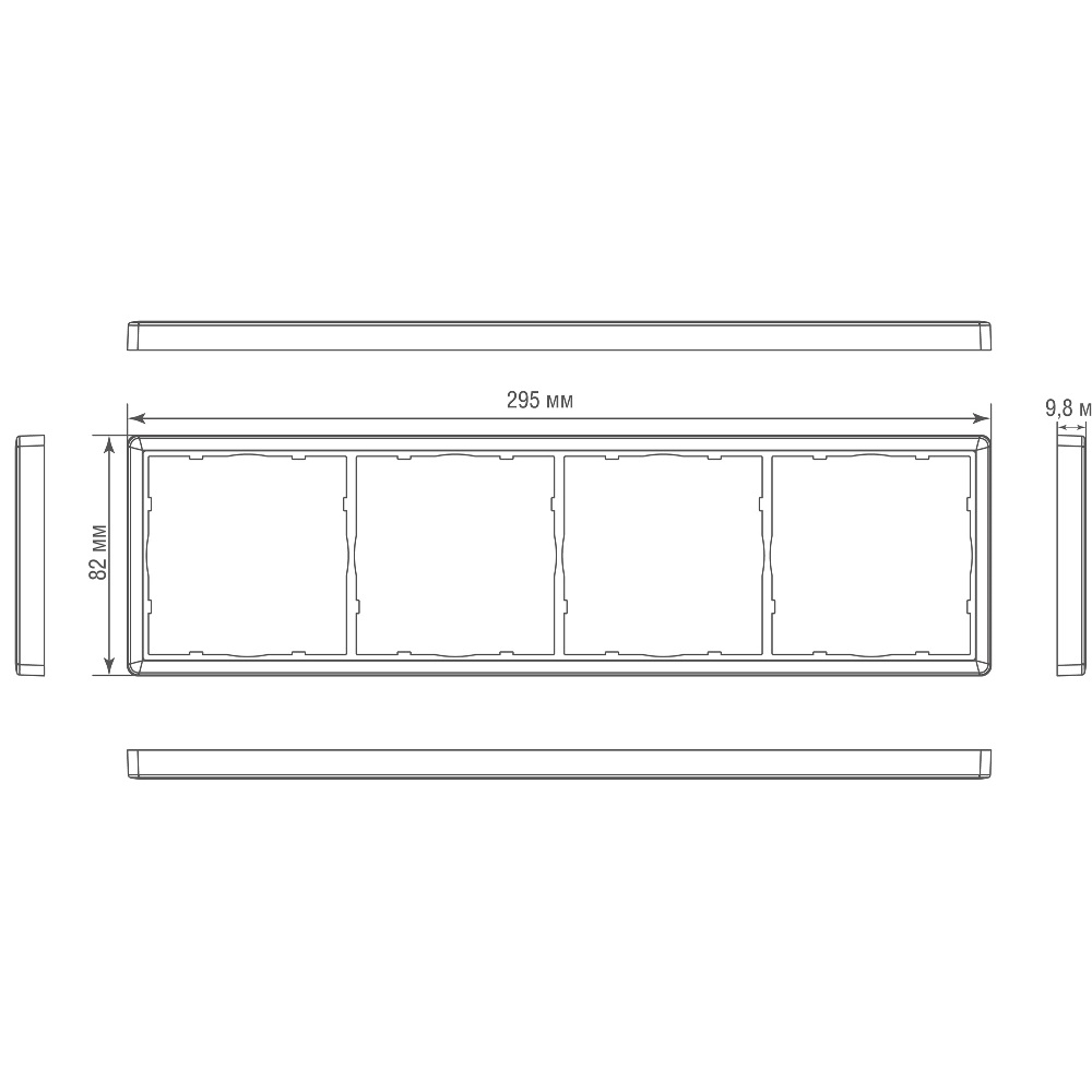 Рамка из металла Donel R98 Metal на 4 поста Золото матовое DA214BR — изображение 3
