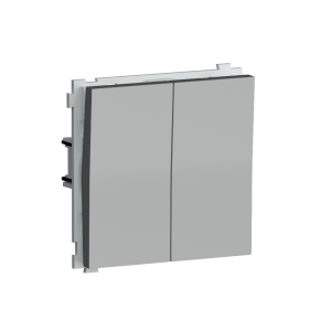 Выключатель двухклавишный встраиваемый Donel R98 звонкового типа Алюминий матовый DA25100-DA29526