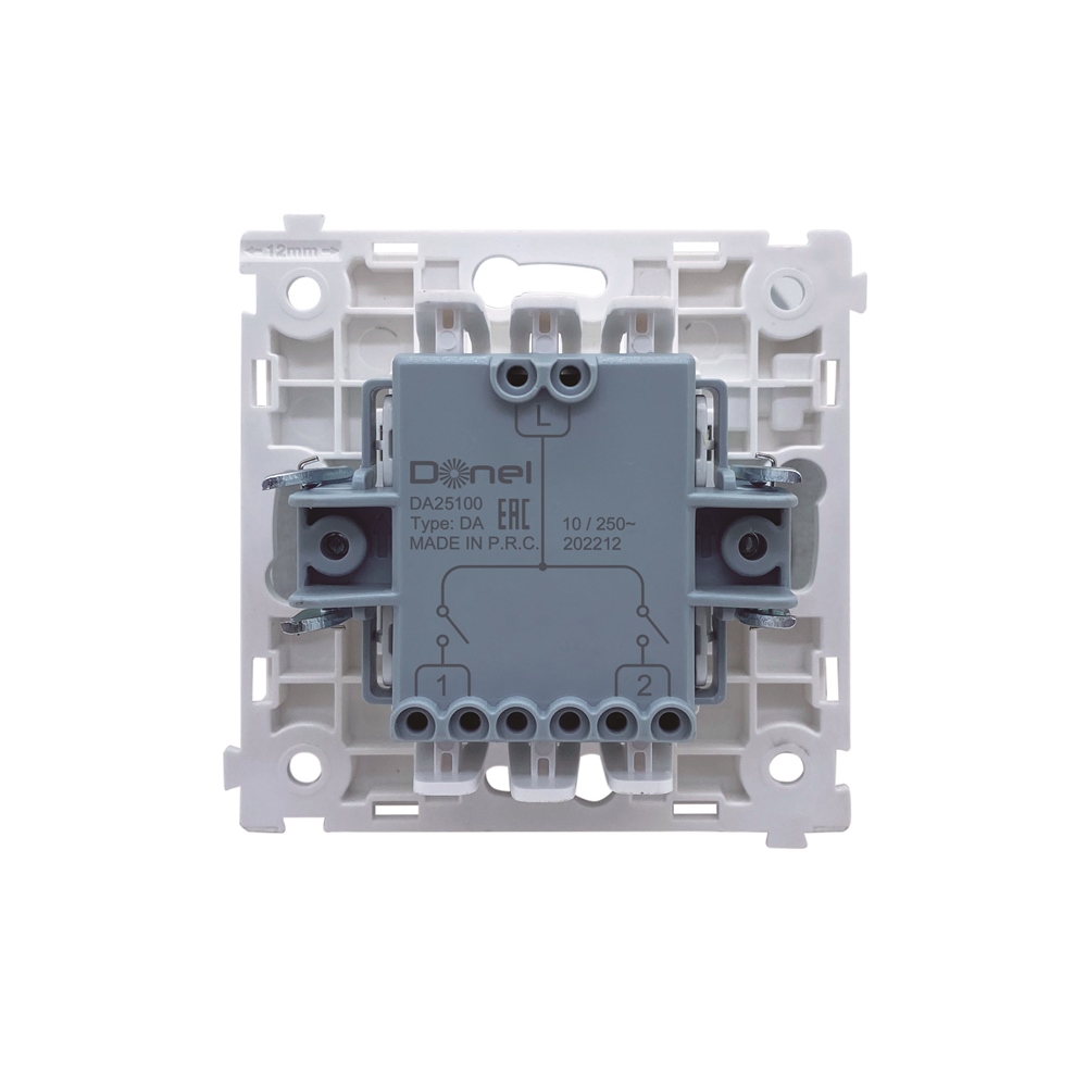 Выключатель двухклавишный встраиваемый Donel R98 звонкового типа Кашемир матовый DA25100-DA29535 — изображение 4