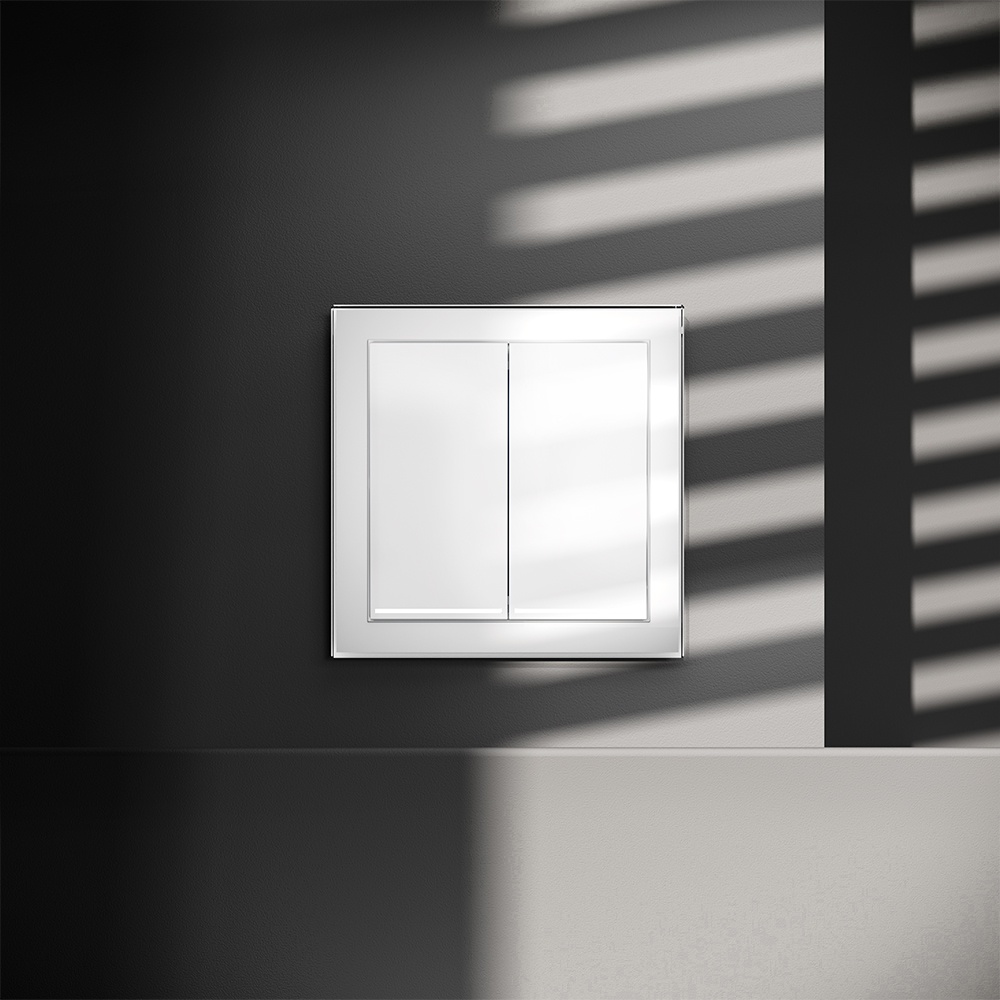 Выключатель двухклавишный встраиваемый Voltum S70 с подсветкой Белый Глянцевый VLS020201 — изображение 4