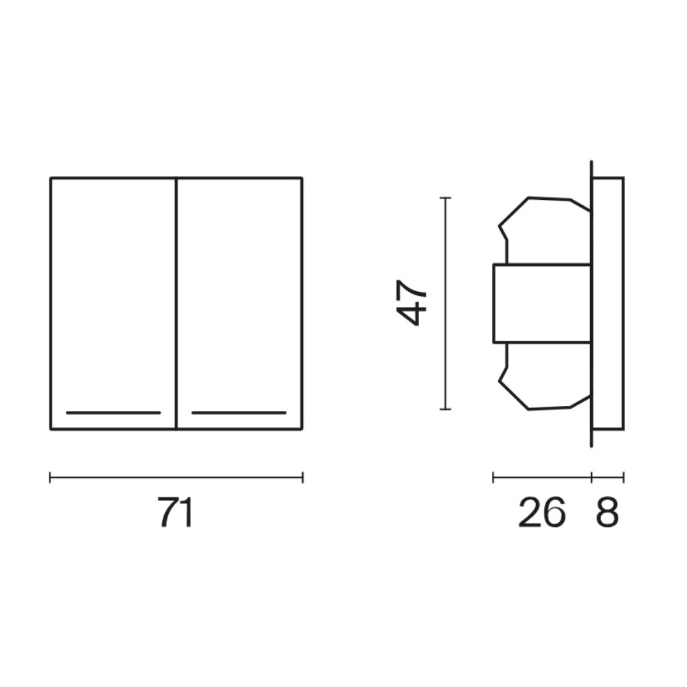 Выключатель двухклавишный встраиваемый проходной Voltum S70 с подсветкой Кашемир VLS020403 — изображение 5