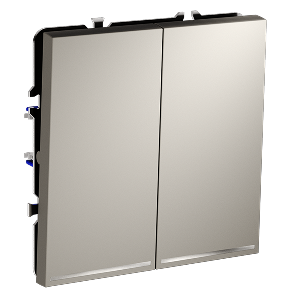 Выключатель двухклавишный встраиваемый проходной Voltum S70 с подсветкой Кашемир VLS020403 — изображение 2