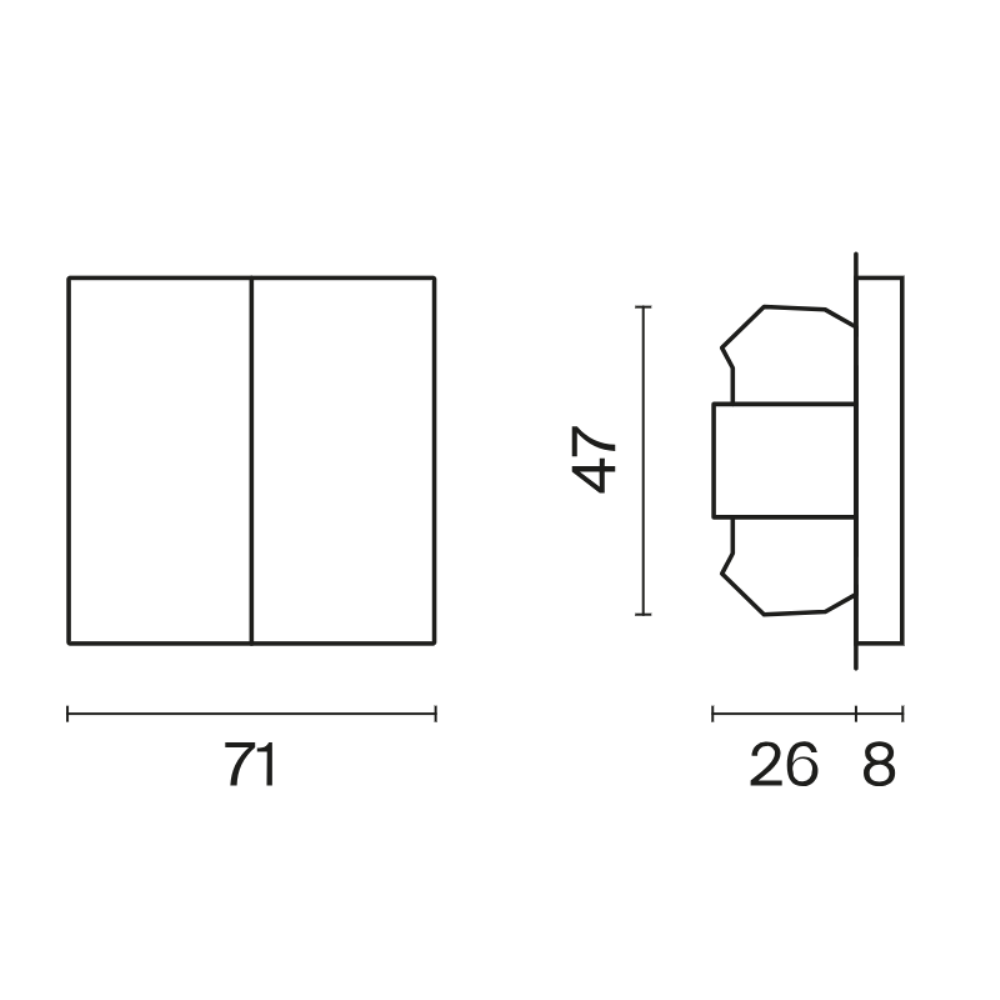Выключатель двухклавишный встраиваемый с самовозвратом Voltum S70 Черный матовый VLS020608 — изображение 5