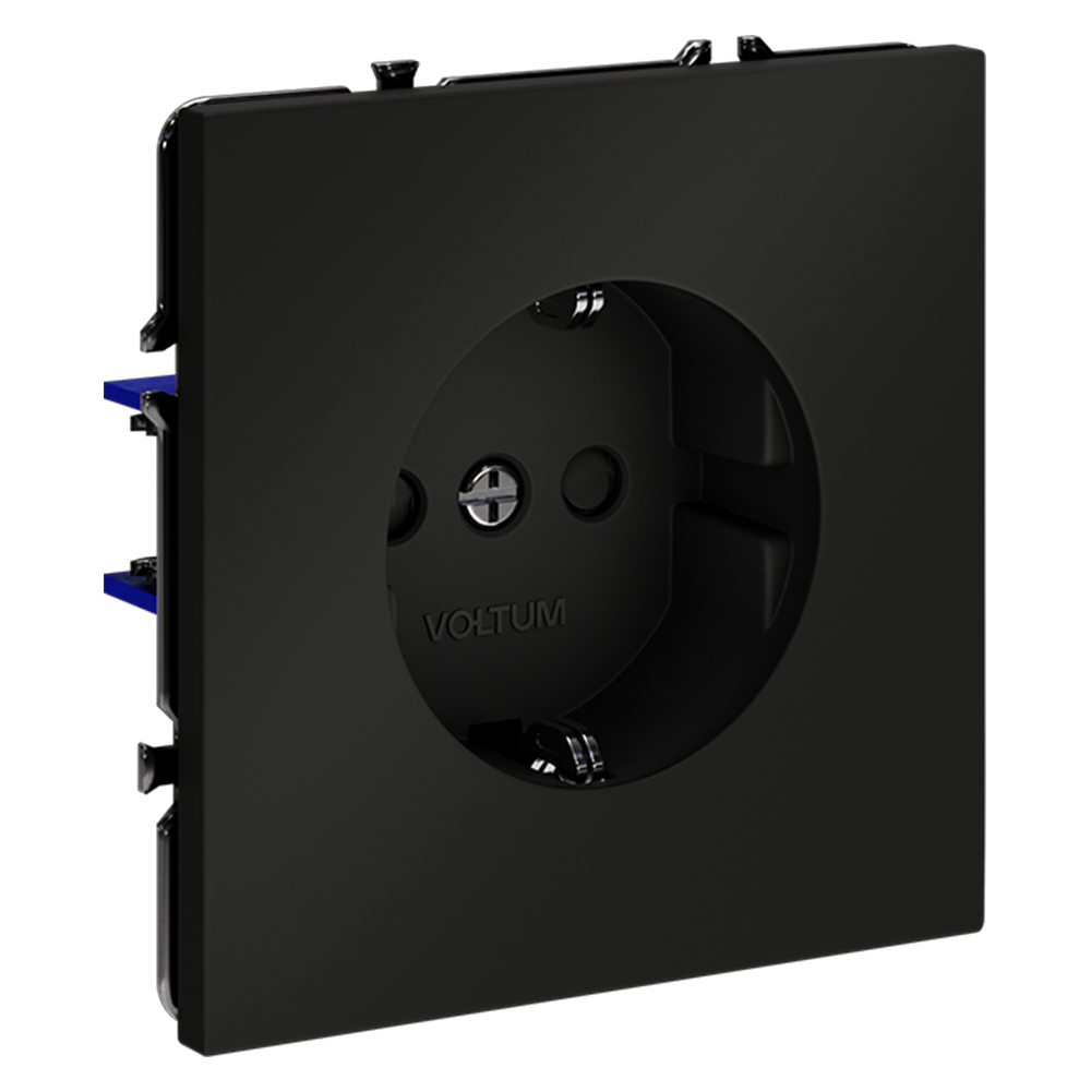 Розетка встраиваемая Voltum S70 с заземлением и шторками Черный матовый VLS040208 — изображение 2