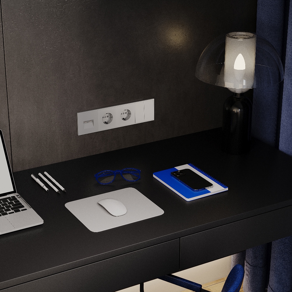 Рамка пластиковая Voltum S70 на 4 поста Сталь глянцевая VLS100405 — изображение 3