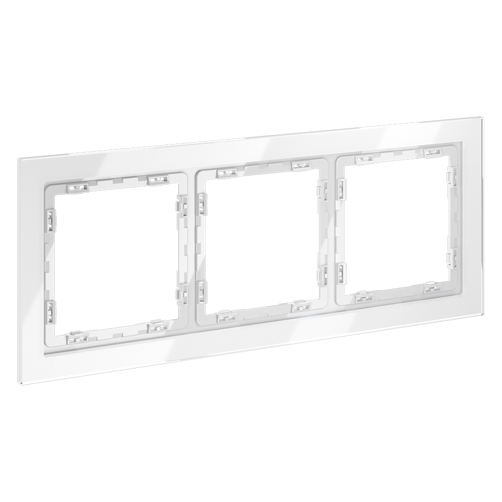 Рамка стеклянная Voltum S70 на 3 поста Белый глянцевый VLS110301 — изображение 2