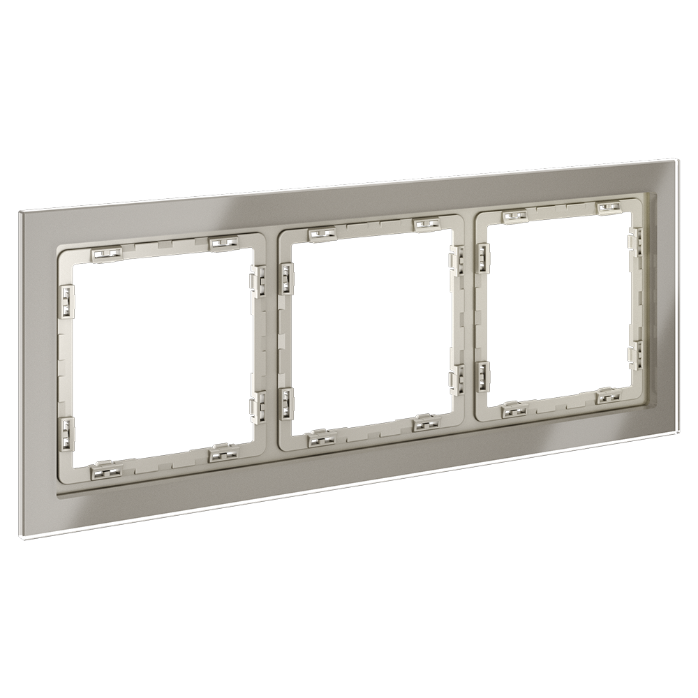 Рамка стеклянная Voltum S70 на 3 поста Шелк глянцевый VLS110304 — изображение 2