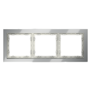 Рамка стеклянная Voltum S70 на 3 поста Сталь глянцевая VLS110305