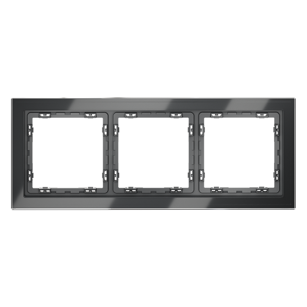 Рамка стеклянная Voltum S70 на 3 поста Графит глянцевый VLS110307