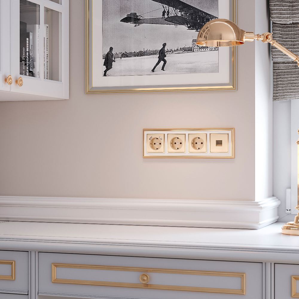 Накладка для телефонной розетки Werkel RJ-11 Шампань рифленый W1192010 — изображение 3